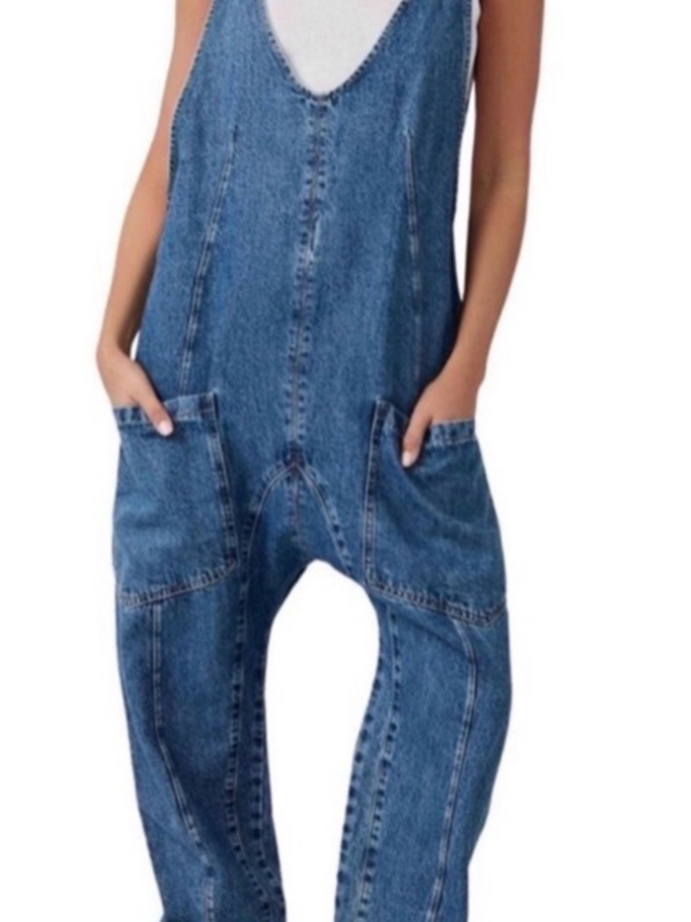We The Free Light Blue Denim Overalls Jumpsuit - Picture 3 of 6